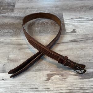 Vintage Brown Tooled Leather Western Belt 32 Inch Boho Small